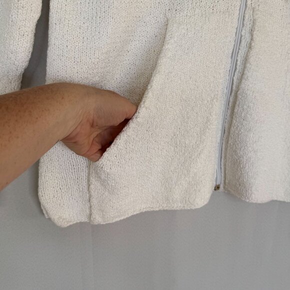 Margaret O"Leary Ivory Cotton Silk Blend Hood Zip Front Cardigan Sweater Size S - Picture 6 of 17